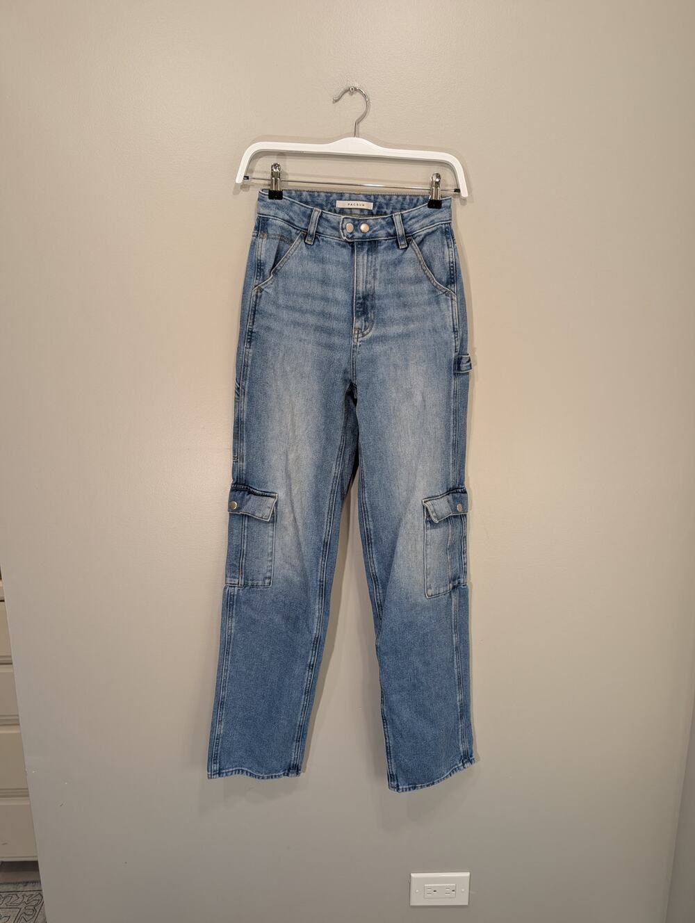 PacSun 90's Boyfriend Carpenter Jeans Cargo Pockets Retro Style - Size 24